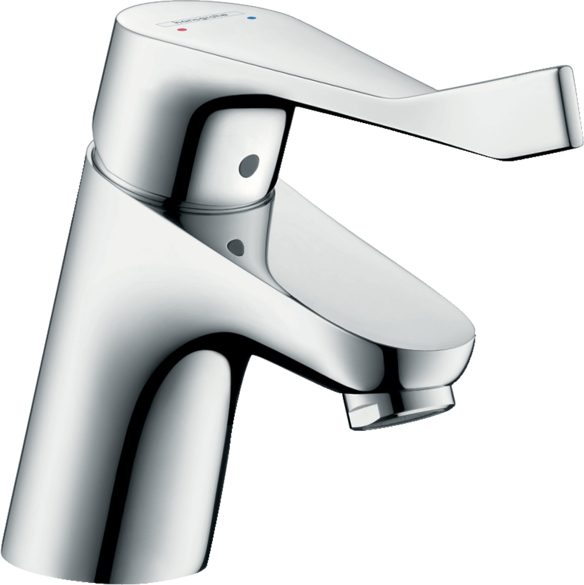 Hansgrohe Focus single lever basin mixer with extra long handle and pop-up waste in chrome finish