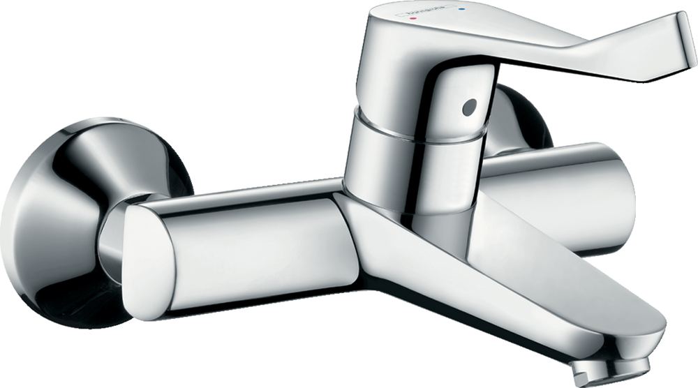 Hansgrohe Focus Single Lever Basin Mixer in chrome with extra long handle and exposed installation design