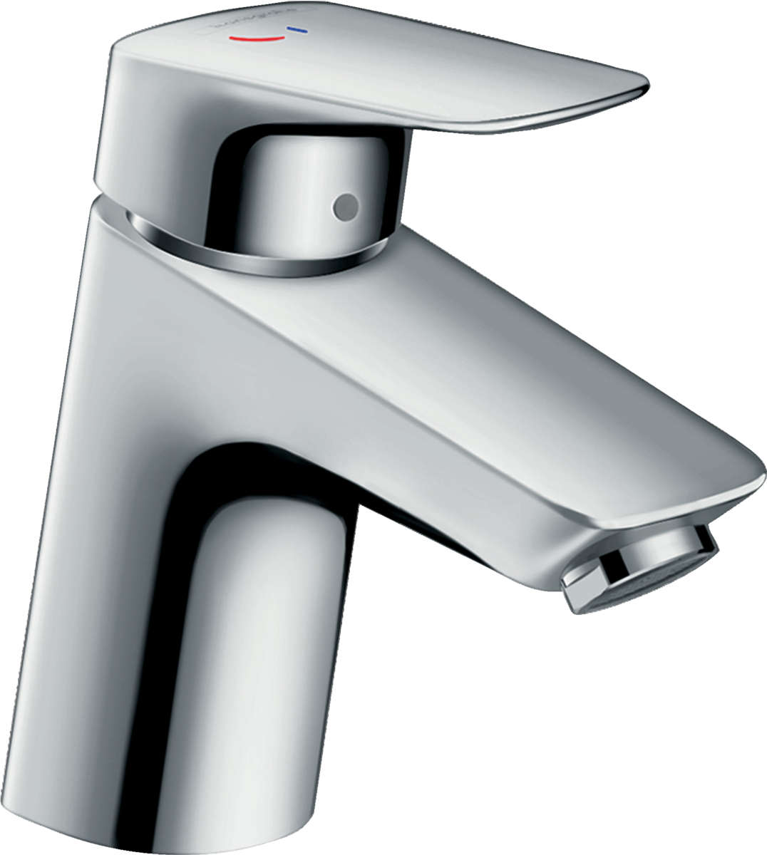 Hansgrohe Logis single lever basin mixer in chrome finish with two flow rates and eco-friendly design
