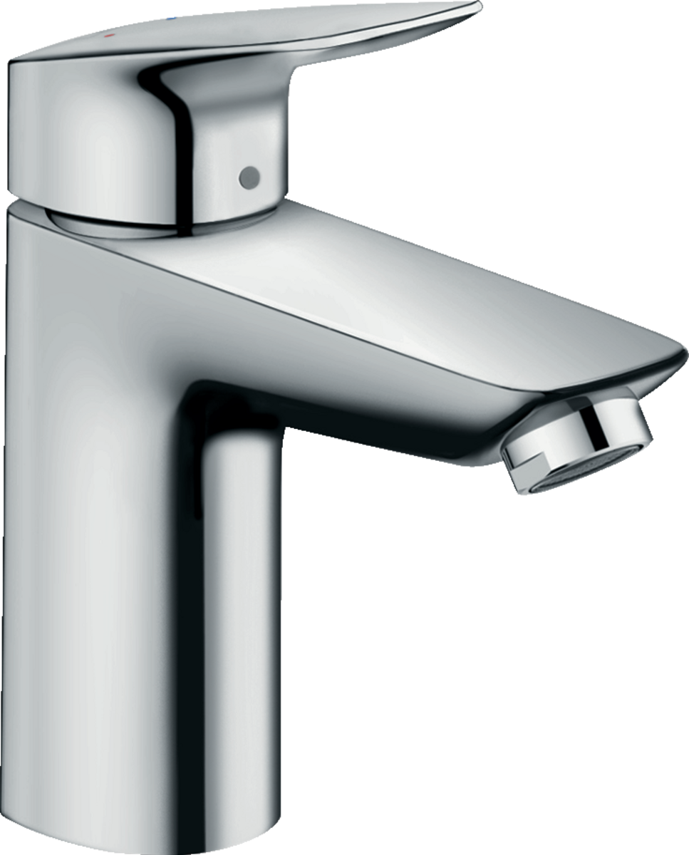 Hansgrohe Logis Single Lever Basin Mixer 100 in chrome with push-open waste and sleek modern design