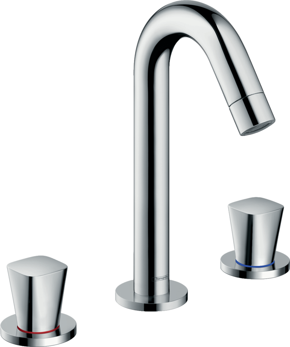 Hansgrohe Logis 3-hole Basin Mixer with chrome finish and pop-up waste system