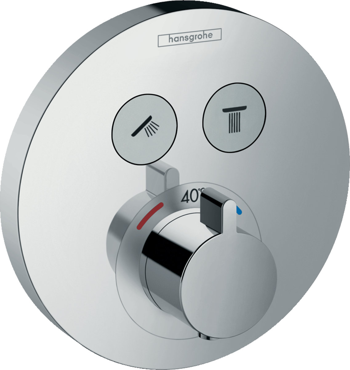 Hansgrohe Showerselect S chrome thermostatic mixer for concealed installation with dual outlet control and temperature adjustment
