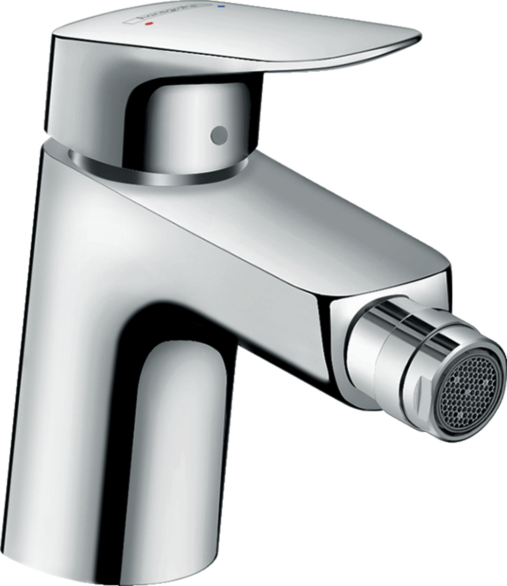 Hansgrohe Logis single lever bidet mixer with chrome finish and metal pop-up waste