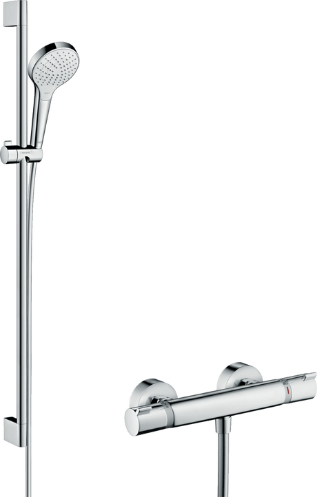 Hansgrohe Croma Select S Shower System 110 Vario With Ecostat Comfort Thermostatic Mixer And Shower Rail 900mm - White/Chrome - 27014400 - TAP 'N' SHOWER