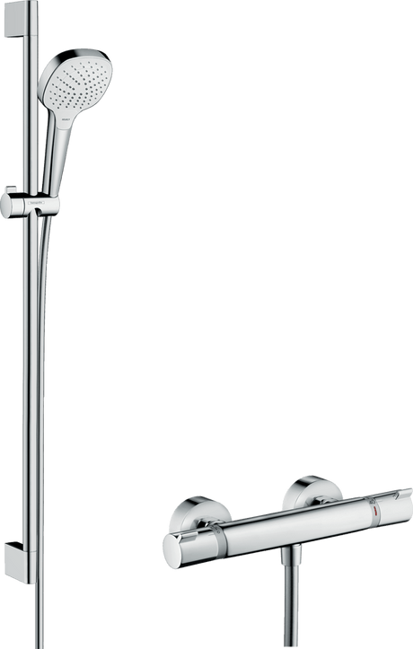 Hansgrohe Croma Select E Shower System 110 Vario With Ecostat Comfort Thermostatic Mixer And Shower Rail 900mm - White/Chrome - 27082400 - TAP 'N' SHOWER