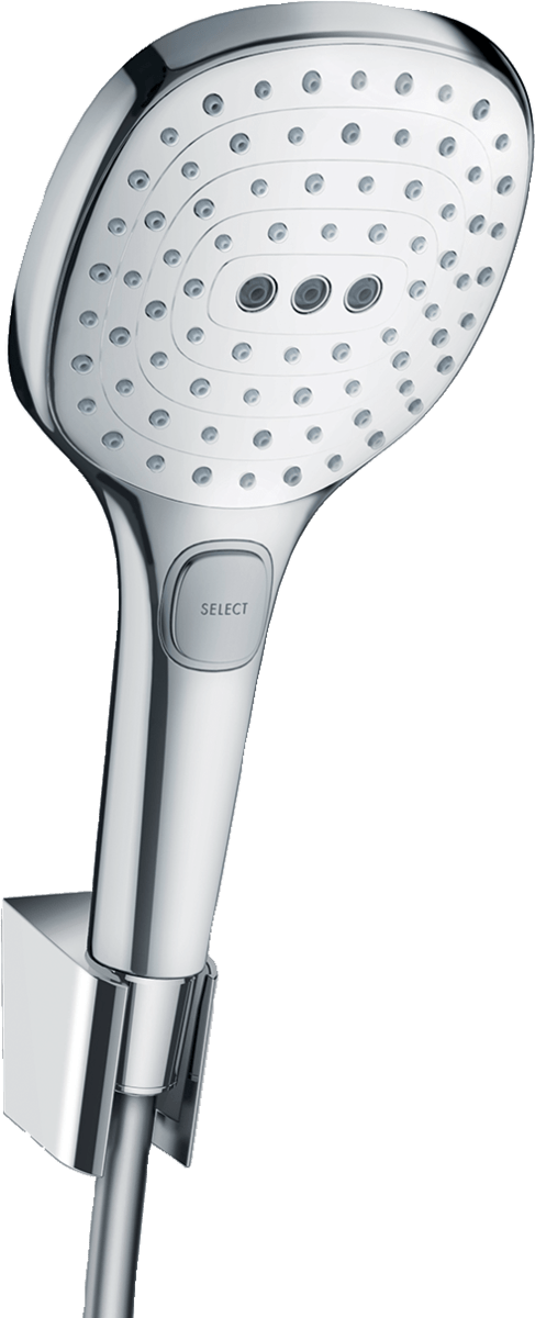 Hansgrohe Raindance Select E Shower Holder Set 120 3jet With Shower Hose 1600mm - White/Chrome - 26720400 - TAP 'N' SHOWER