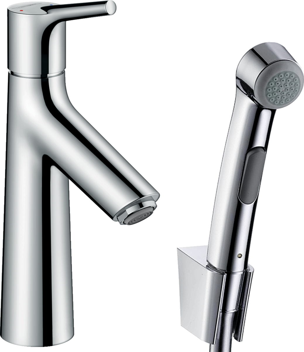 Hansgrohe Talis S chrome single lever basin mixer with bidet spray and 1600 mm shower hose
