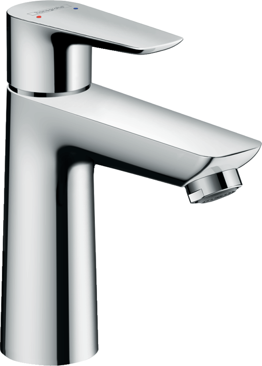 Hansgrohe Talis E single lever basin mixer 110 in chrome with push-open waste and modern sleek design