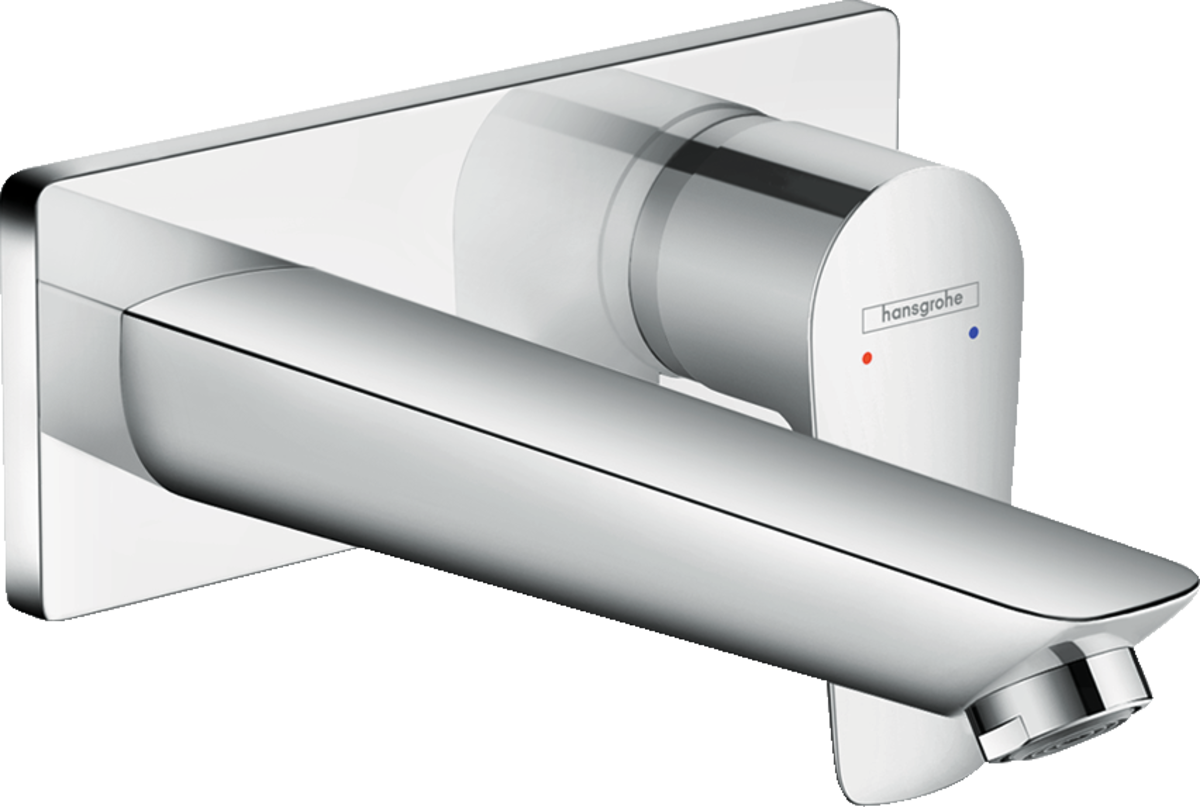 Hansgrohe Talis E chrome single lever basin mixer with concealed wall installation and 165mm spout.