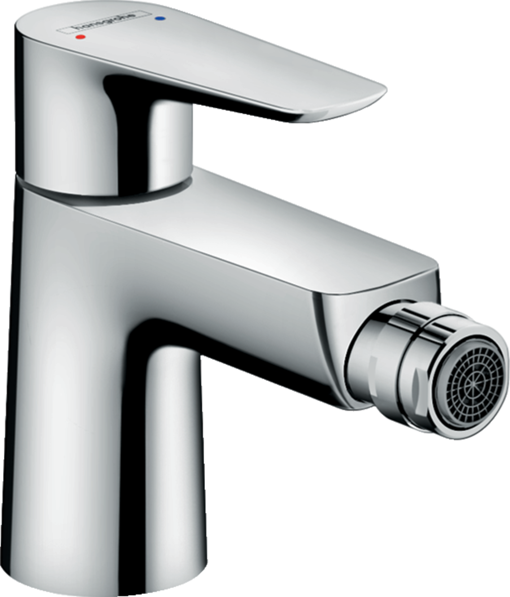 Hansgrohe Talis E chrome single lever bidet mixer with pop-up waste and QuickClean technology