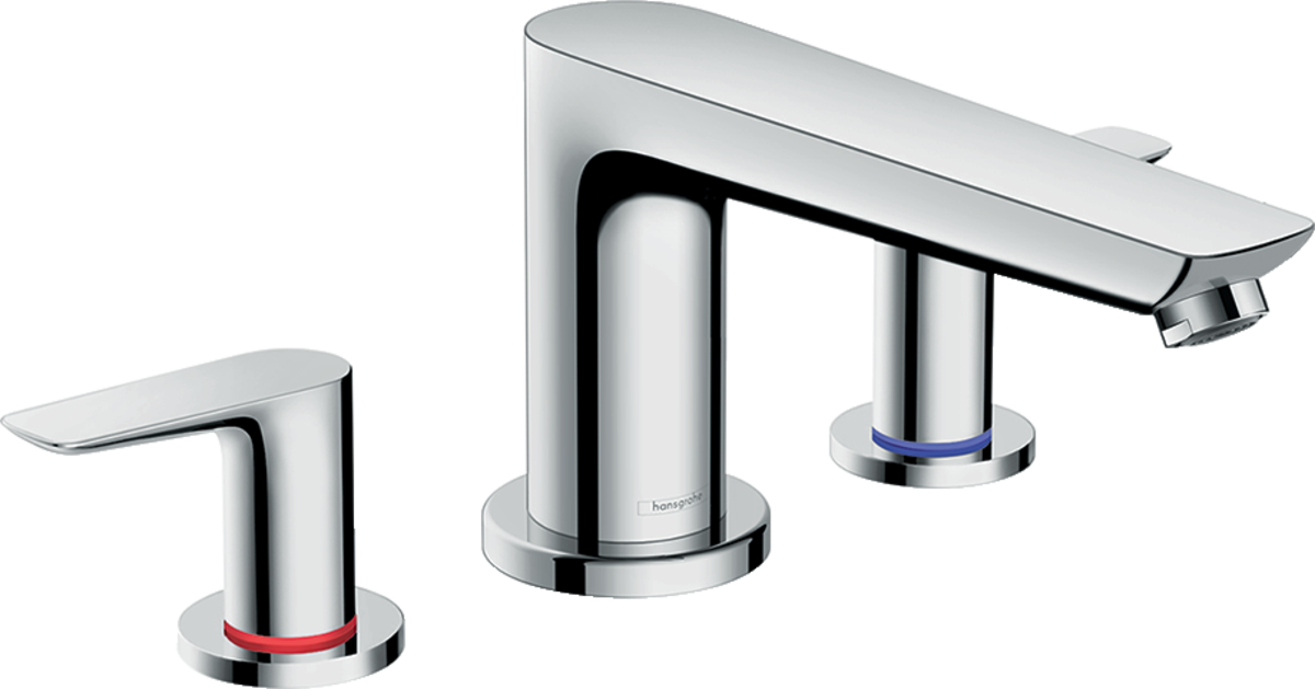 Hansgrohe Talis E chrome 3-hole rim-mounted bath mixer with lever handles and QuickClean technology