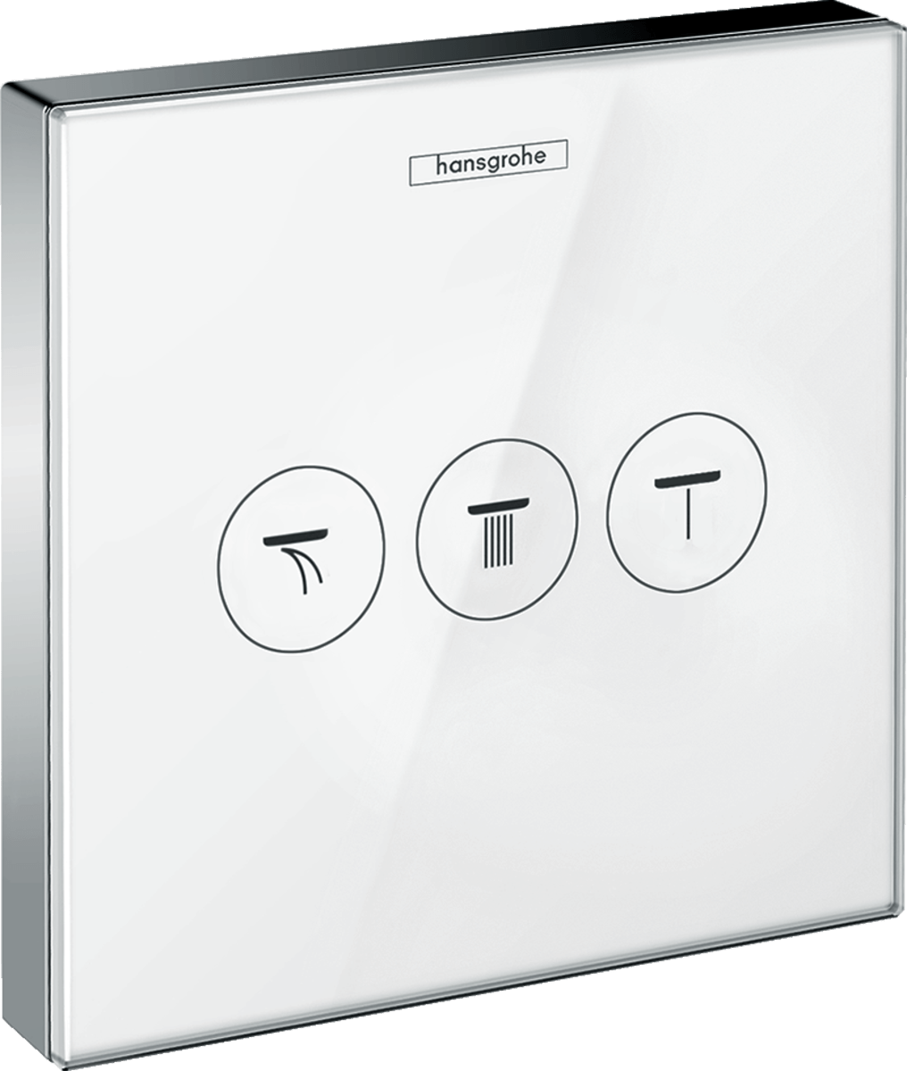 Hansgrohe ShowerSelect Glass Valve For Concealed Installation For 3 Outlets - White/Chrome - 15736400 - TAP 'N' SHOWER