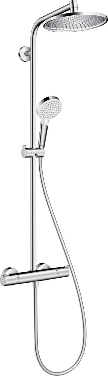 Hansgrohe Crometta S Showerpipe 240 1jet Ecosmart With Thermostatic Shower Mixer - Chrome - 27268000 - TAP 'N' SHOWER