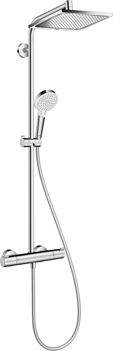 Hansgrohe Crometta E Showerpipe 240 1jet With Thermostatic Shower Mixer - Chrome - 27271000 - TAP 'N' SHOWER