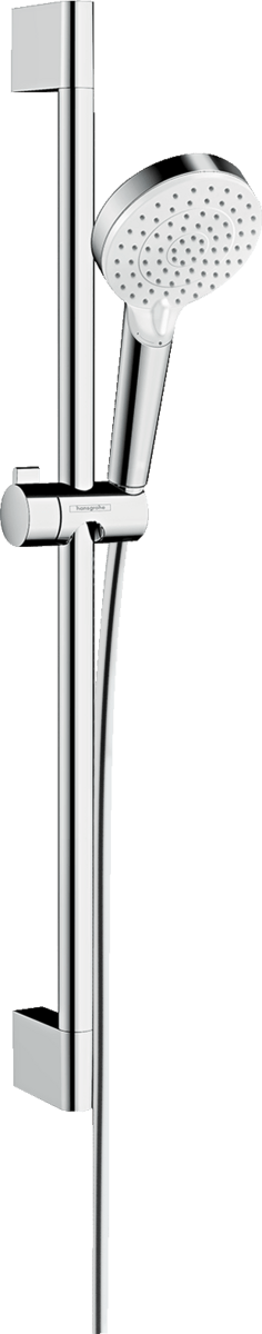 Hansgrohe Crometta Shower Set 100 Vario Green 6 L/min With Shower Rail 650mm - White/Chrome - 26555400 - TAP 'N' SHOWER