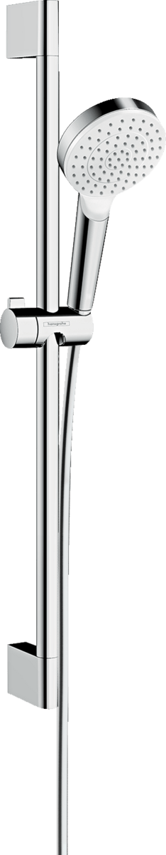 Hansgrohe Crometta Shower Set 100 1jet Green 6 L/min With Shower Rail 650mm - White/Chrome - 26554400 - TAP 'N' SHOWER