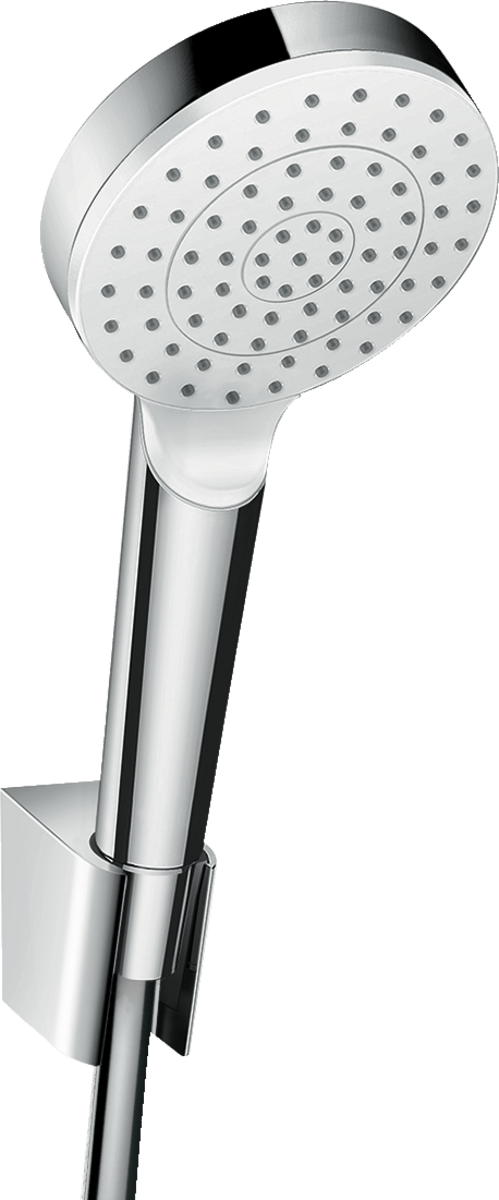 Hansgrohe Crometta Shower Holder Set 100 1jet EcoSmart 9 L/min With Shower Hose 1600mm - White/Chrome - 26569400 - TAP 'N' SHOWER
