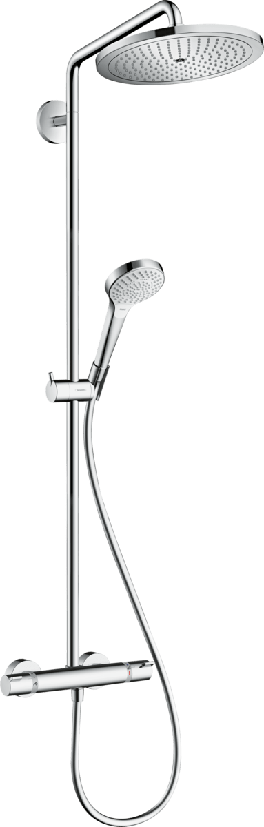 Hansgrohe Croma Select S Showerpipe 280 1jet Ecosmart 9 L/min With Thermostatic Shower Mixer - White/Chrome - 26794000 - TAP 'N' SHOWER