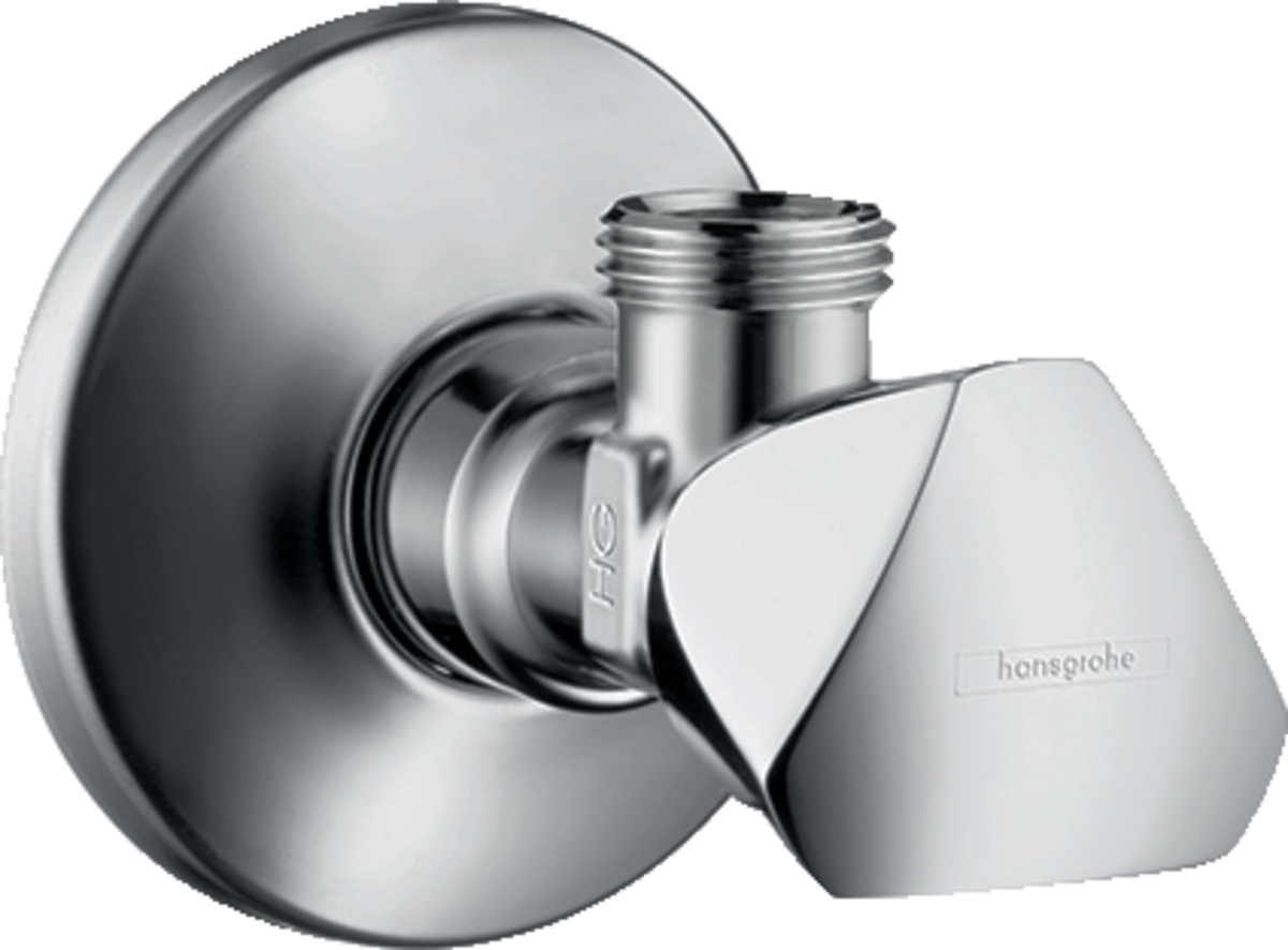 Hansgrohe Angle Valve E ⅜" chrome with sleek, durable design for bathroom plumbing.