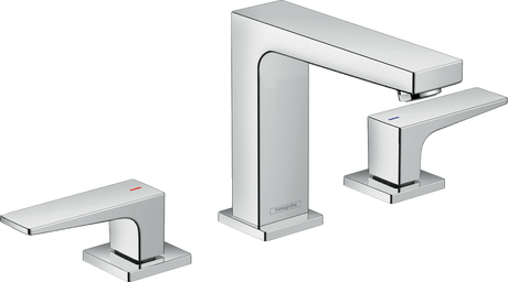 Hansgrohe Metropol 3 - hole Basin Mixer 110 With Lever Handle and Push - open Waste - Chrome - 32514000 - TAP 'N' SHOWER