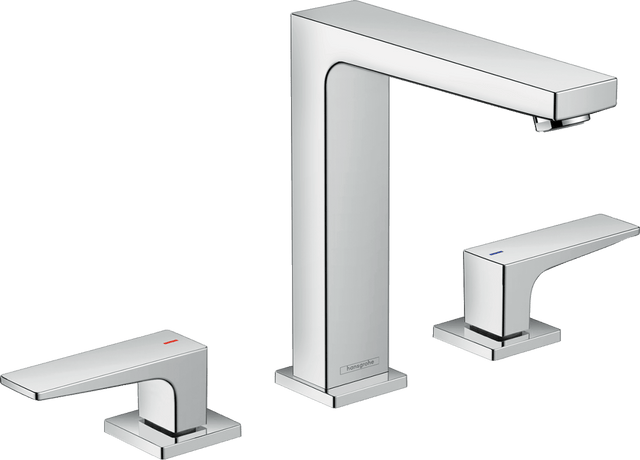 Hansgrohe Metropol 3 - hole Basin Mixer 160 with Lever Handles and Push - open Waste - Chrome - 32515000 - TAP 'N' SHOWER