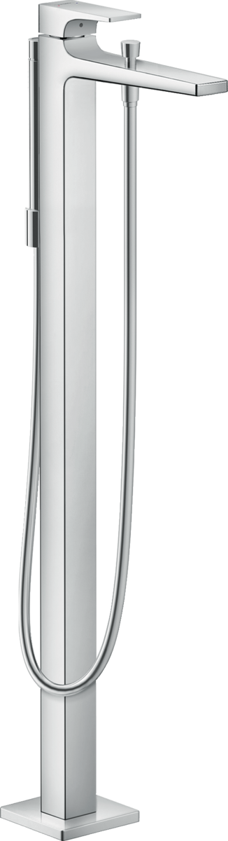 Hansgrohe Metropol chrome floor-standing single lever bath mixer with handheld shower and sleek modern design