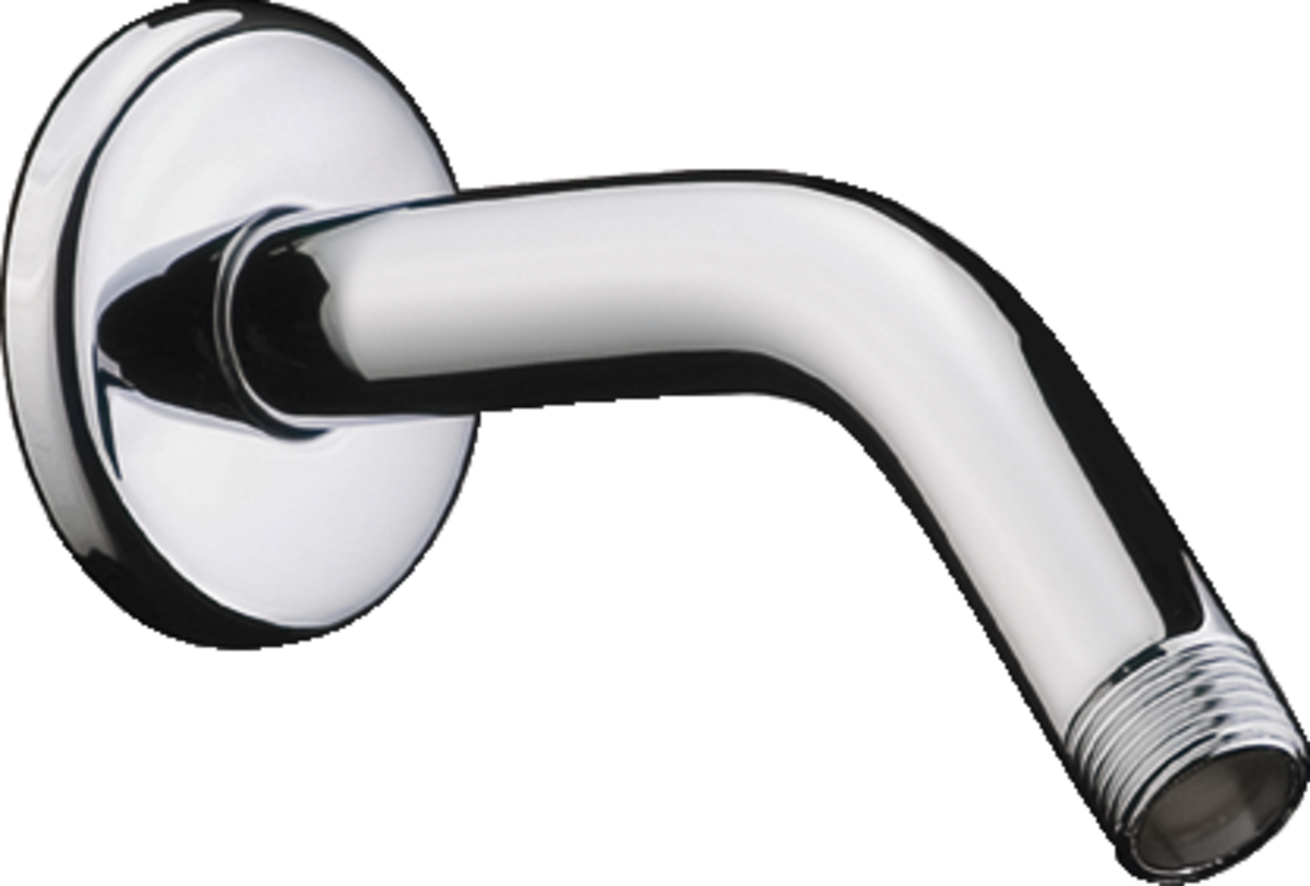 Hansgrohe Shower Arm 128mm chrome finish wall-mounted curved shower arm with leakproof connection