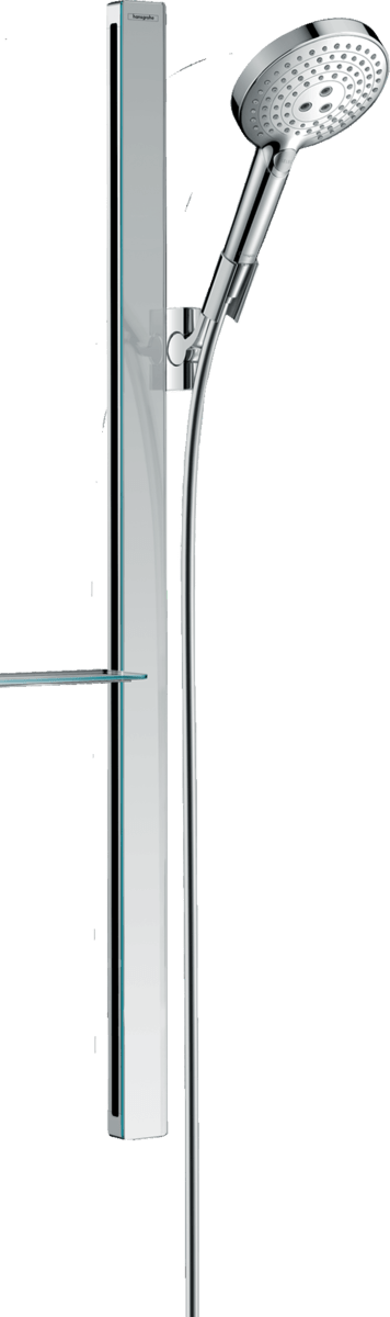 Hansgrohe Raindance Select S Shower Set 120 3jet Ecosmart 9 L/min With Unica'e Shower Rail 900mm And Shelf - Chrome - 27649000 - TAP 'N' SHOWER