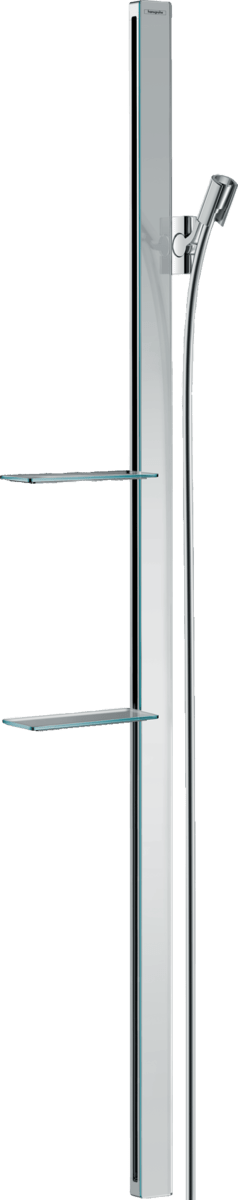 Hansgrohe Unica Shower Rail E 1500 mm With Isiflex Shower Hose 1600 mm And Shelves - Chrome - 27645000 - TAP 'N' SHOWER