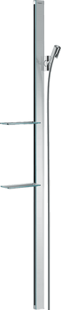 Hansgrohe Unica Shower Rail E 1500 mm With Isiflex Shower Hose 1600 mm And Shelves - Chrome - 27645000 - TAP 'N' SHOWER