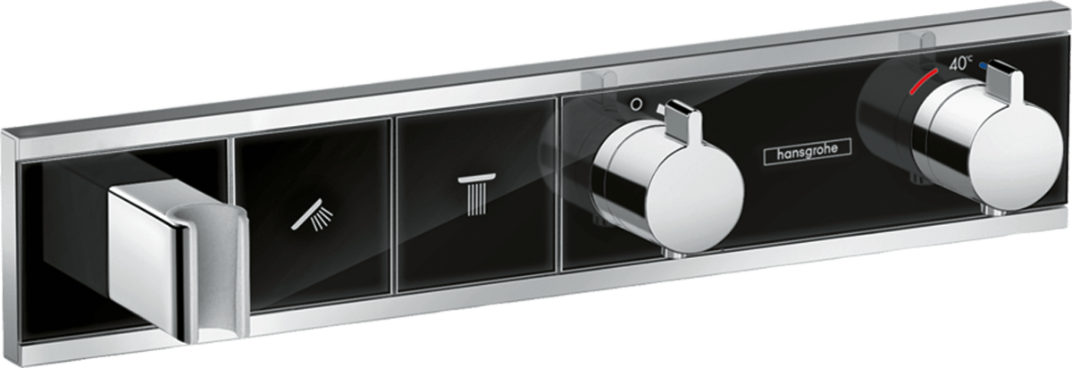 Hansgrohe Rainselect Thermostatic Mixer For Concealed Installation For 2 Outlets - Black/Chrome - 15355600 - TAP 'N' SHOWER