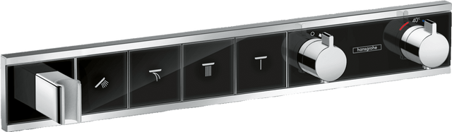 Hansgrohe Rainselect Thermostatic Mixer For Concealed Installation For 4 Outlets - Black/Chrome - 15357600 - TAP 'N' SHOWER