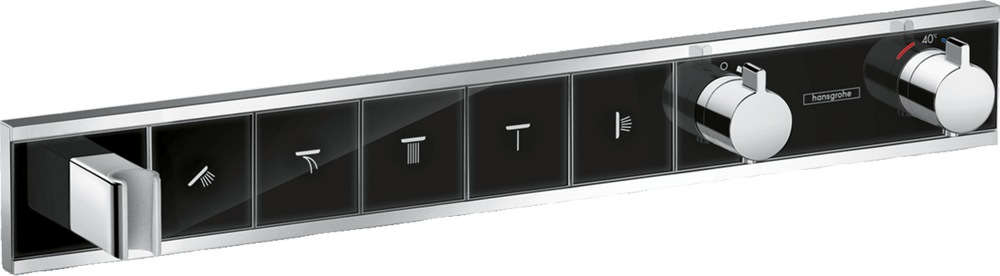 Hansgrohe Rainselect Thermostatic Mixer For Concealed Installation For 5 Outlets - Black/Chrome - 15358600 - TAP 'N' SHOWER