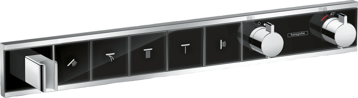 Hansgrohe Rainselect Thermostatic Mixer For Concealed Installation For 5 Outlets - Black/Chrome - 15358600 - TAP 'N' SHOWER
