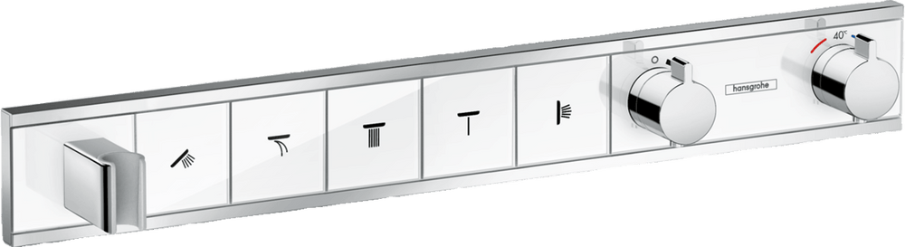 Hansgrohe Rainselect Thermostatic Mixer For Concealed Installation For 5 Outlets - White/Chrome - 15358400 - TAP 'N' SHOWER