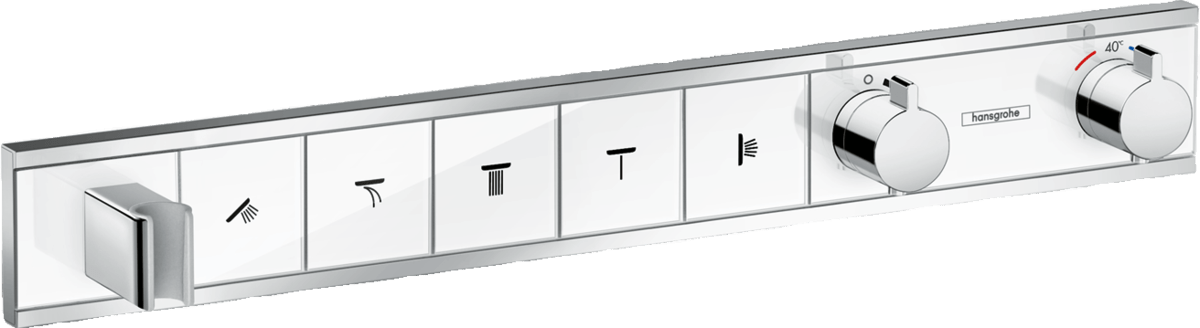 Hansgrohe Rainselect Thermostatic Mixer For Concealed Installation For 5 Outlets - White/Chrome - 15358400 - TAP 'N' SHOWER