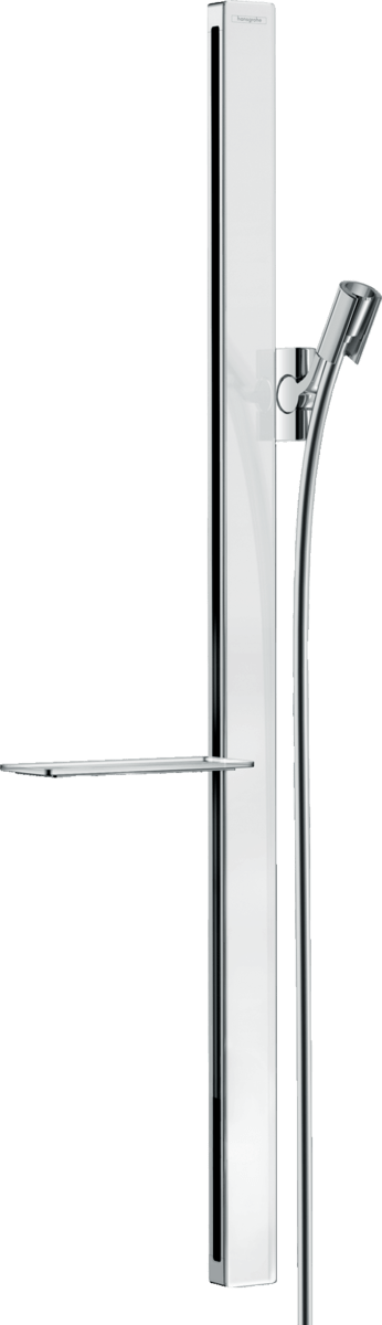 Hansgrohe Unica Shower Rail E 900 mm With Isiflex Shower Hose 1600 mm - White/Chrome - 27640400 - TAP 'N' SHOWER
