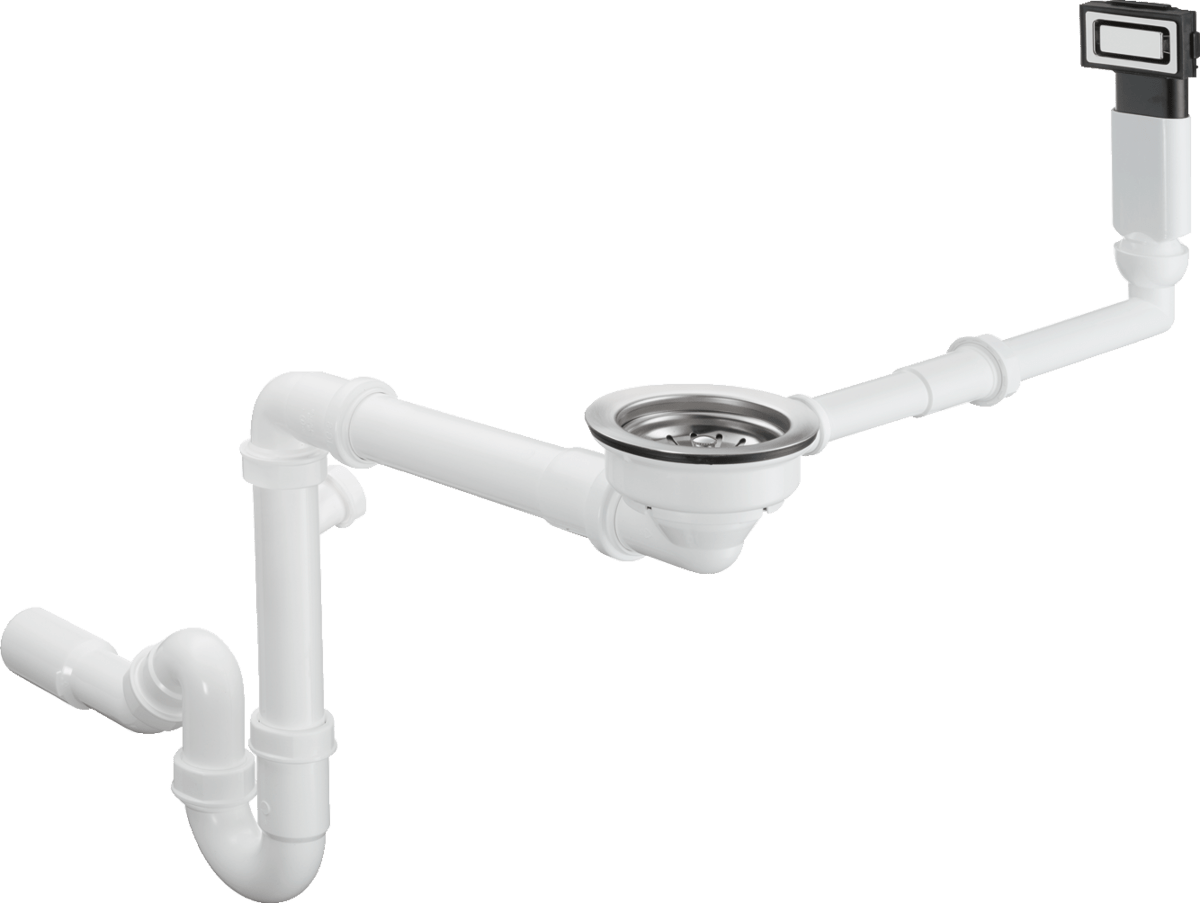 Hansgrohe Manual Waste And Overflow Set For Single Bowl - Stainless Steel - 43921800 - TAP 'N' SHOWER