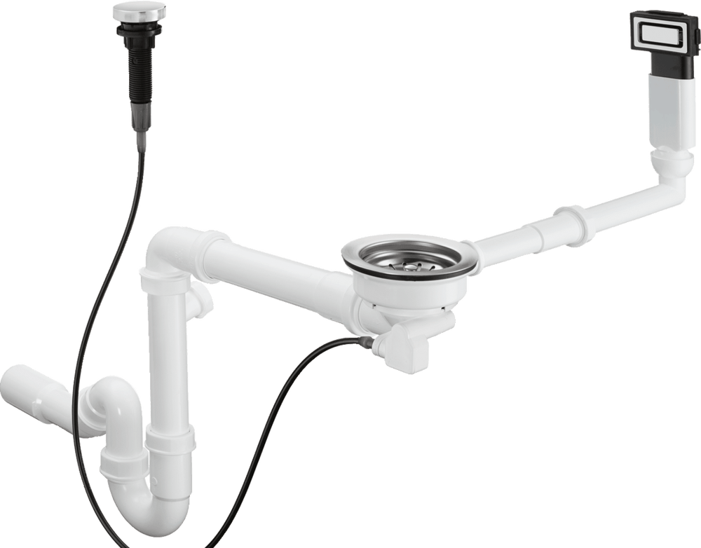 Hansgrohe Automatic Waste And Overflow Set For Single Bowl - Stainless Steel - 43931800 - TAP 'N' SHOWER