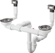 Hansgrohe Manual Waste And Overflow Set For Double Bowl - Stainless Steel - 43922800 - TAP 'N' SHOWER