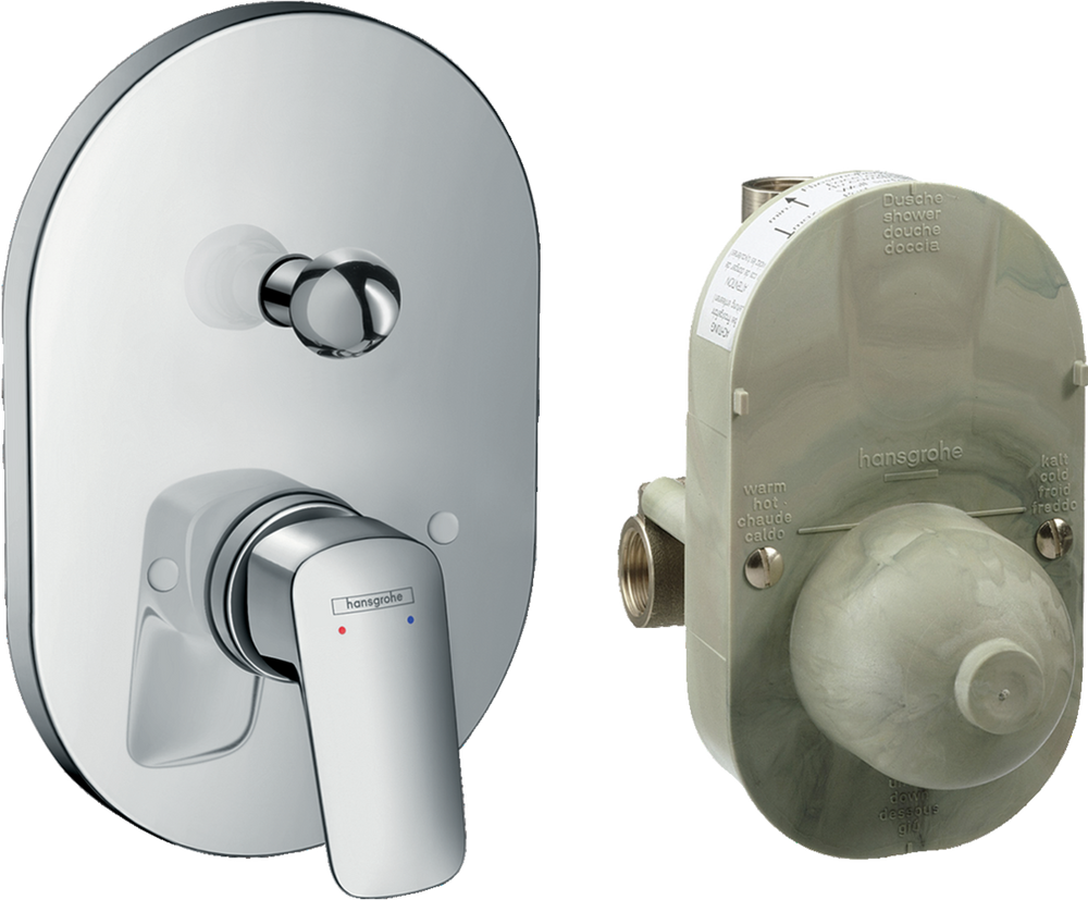 Hansgrohe Logis Manual Bath Mixer Set with chrome single lever and concealed installation body