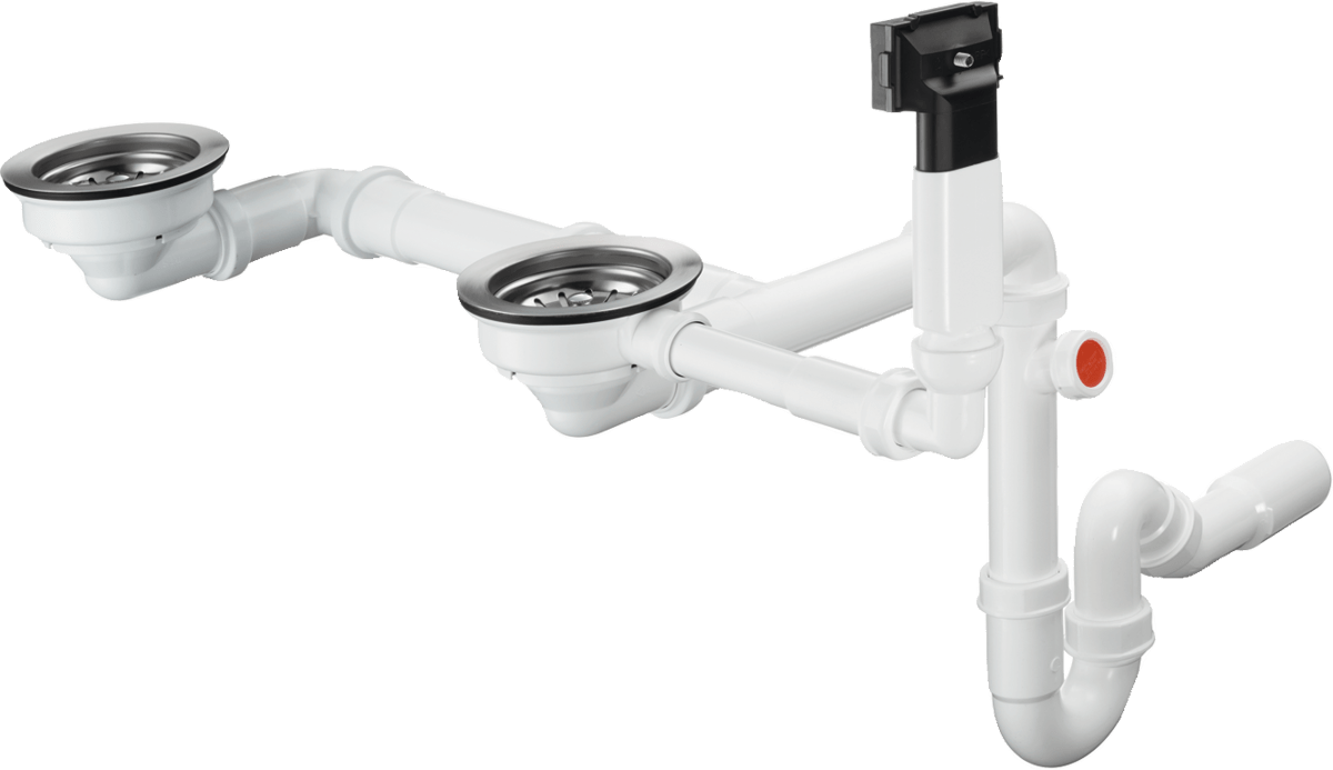 Hansgrohe D17 - 10 Manual Waste And Overflow Set For Double Bowl Granite - Chrome - 43928000 - TAP 'N' SHOWER