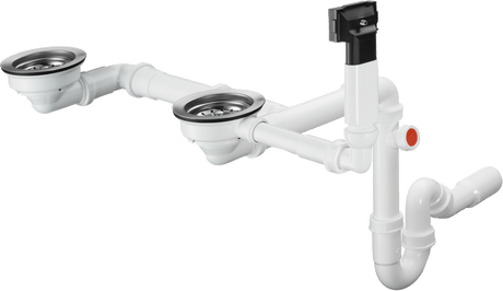 Hansgrohe D17 - 10 Manual Waste And Overflow Set For Double Bowl Granite - Chrome - 43928000 - TAP 'N' SHOWER
