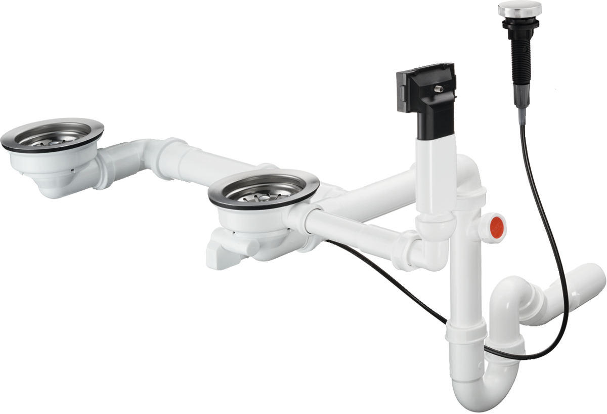 Hansgrohe D17-11 Automatic Waste And Overflow Set For Double Bowl Gran