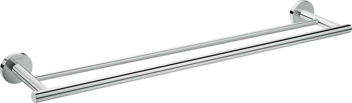 Hansgrohe Logis Universal Double Towel Holder in chrome with double rods for efficient towel hanging and durable finish