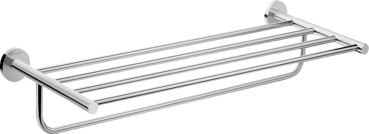 Hansgrohe Logis Universal Towel Rack with chrome finish and integrated towel holder for bathroom organization