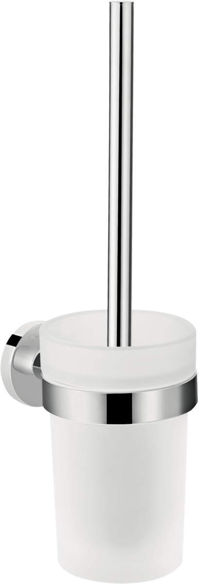Hansgrohe Logis Universal chrome toilet brush with frosted holder and integrated wall mount