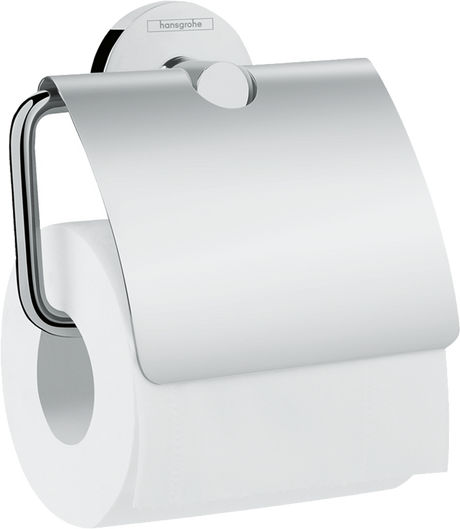 Hansgrohe Logis Universal Toilet Roll Holder with chrome finish and protective cover for hygiene and durability