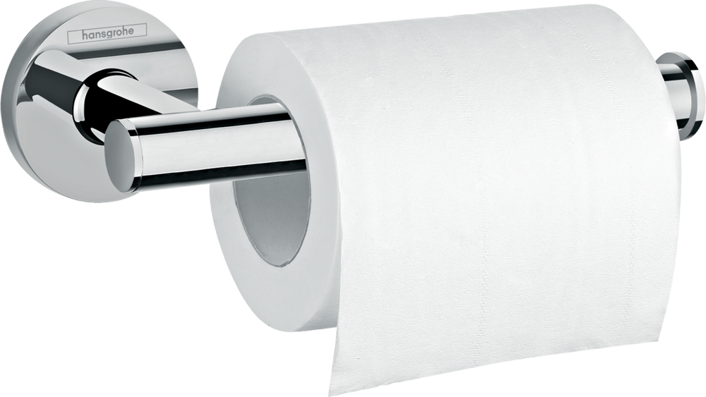 Hansgrohe Logis Universal Toilet Roll Holder in chrome with open design and sleek modern style