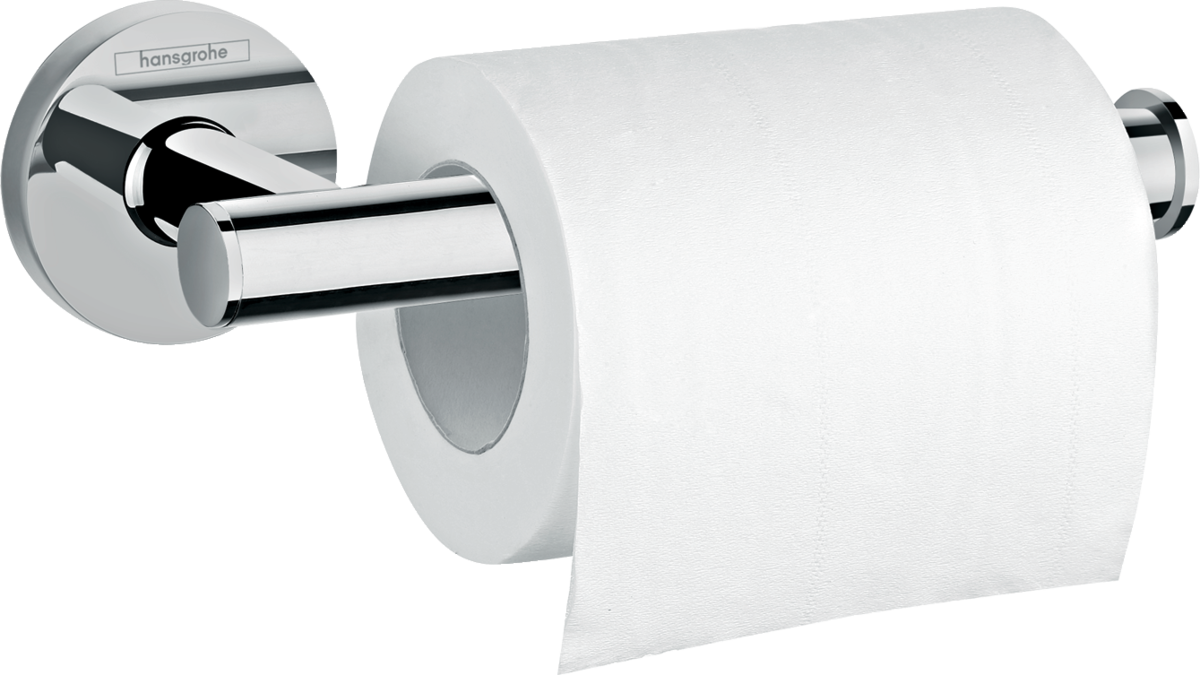 Hansgrohe Logis Universal Toilet Roll Holder in chrome with open design and sleek modern style